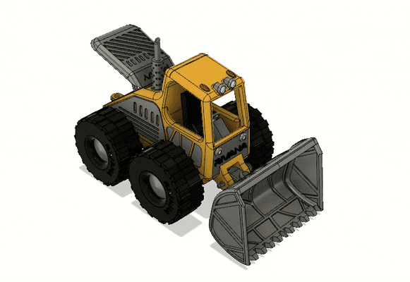 yellow bulldozer movements version 2 by black jack hobby & diy vehicles automotive car constructiontoys dozer mechanical toys 3d print model - Mito3D