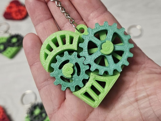 heart gear fidget toy v2 by spike mix toys & games fidgettoy mechanical keychain keyring valentine valentinesday gift valentinesdaygifts 3d print model - Mito3D