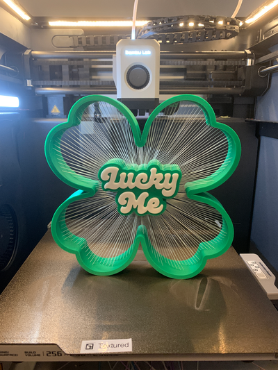 lucky me string art clover by lilac rage household decor shamrock stringart strings st patricks day pats irish luck 4 leaf four leprechaun 3d print model - Mito3D