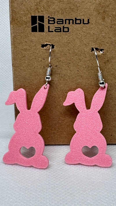 lapin boucle d'oreille by sal479 mode boucles d'oreilles pâques cœur 3d print model - Mito3D