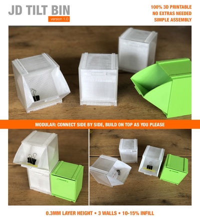 jd inclinar bin armazenamento by jacobdam casa escritório peças pequenas compartimento caixa contêiner storagetray inclinado lixeiras basculantes 3d print model - Mito3D