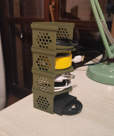 stapelbar verhexen veranstalter by abonnieren haushalt büro organisator turm hexagon kabel regal zubehör 3d print model - Mito3D