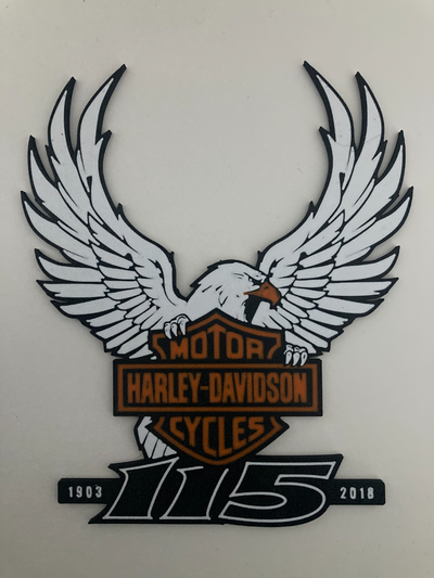 harley davidson 115 années aigle by yakubhroch art panneaux logos harley davidson signe 3d print model - Mito3D