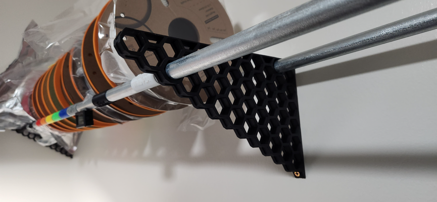 honeycomb shelf mount remixed by brandido02 3d printer accessories hexagon filament storage 3d print model - Mito3D