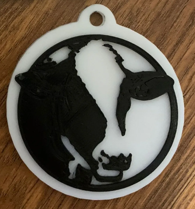 cow keychain remixed by david ond ej art 2d key accessories 3d print model - Mito3D