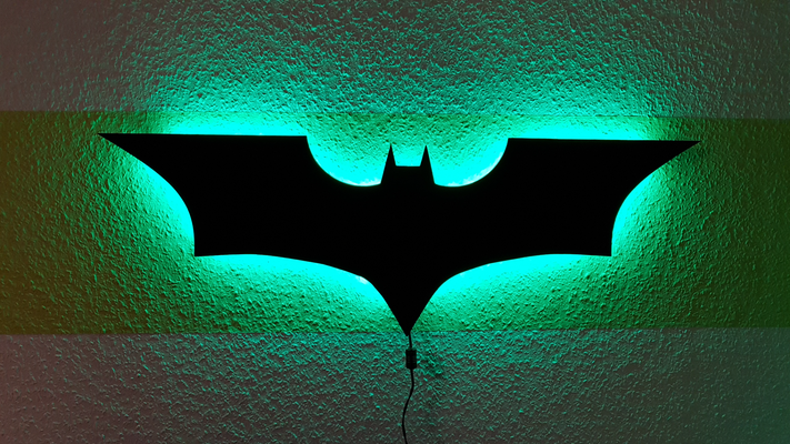 batman placa conduziu parede luz by escarlate passatempo faça eletrônicos led luminária lâmpada batmansign logotipo batmanlogo 3d print model - Mito3D