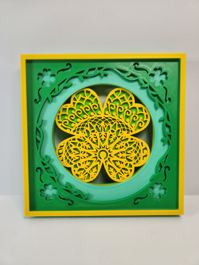 st patricks trevo mandala extrudado parede arte by jamboodle modelos santo patrick's verde irlandês camadas 4 cor 3d print model - Mito3D