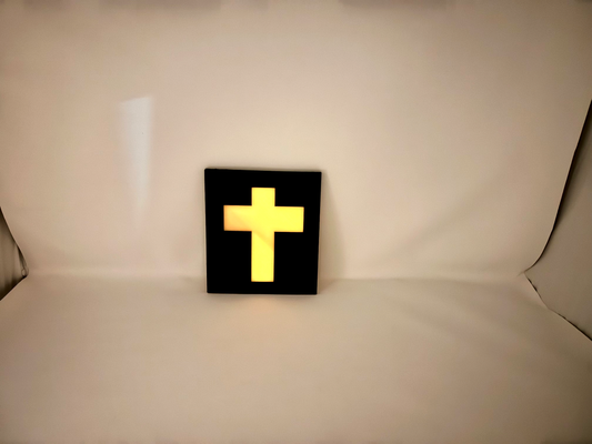 kreuz leuchtkasten by cjsolomon kunst zeichen logos religion glühen dunkel licht box 3d print model - Mito3D