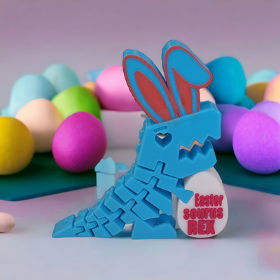 flexi rex pascua resurrección conejito personalizable huevos by sh ts'n'giggles3d juguetes juegos dinosaurio articulado t juguete personalizar personalizado 3d print model - Mito3D