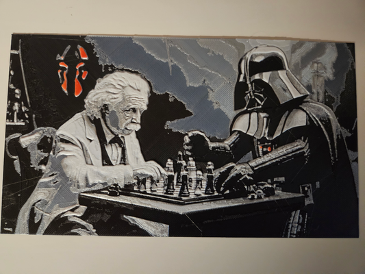 forja chapéus darth vader albert einstein jogando xadrez by trevo hamburgo generativo 3d modelo litofano imagem legal fantástico engraçado 3d print model - Mito3D