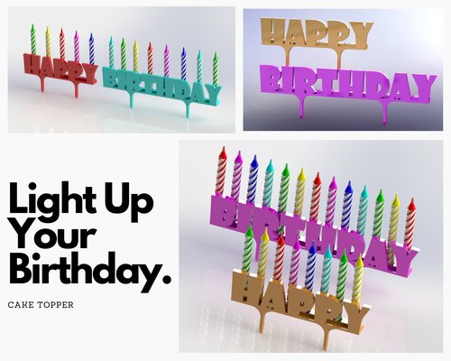 luce up compleanno by idrotatico arte modelli caketopper buon candela porta candele torta 3d print model - Mito3D