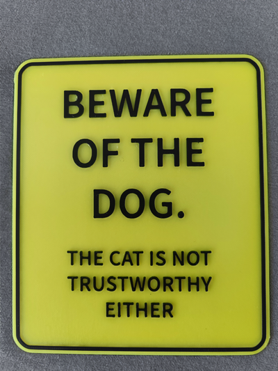 attenzione of cane 3d superficie by zio sam arte segni loghi accessori gatti cartello avvertimento gatto 3d print model - Mito3D