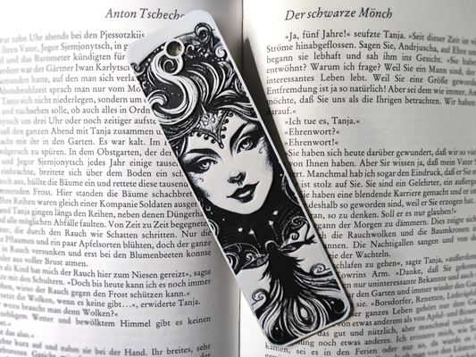 hueforge - bookmark fantasy fairy queen 3colors black white by skullkitten art 2d hueforgeart princess fast print 3d print model - Mito3D