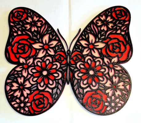 revoloteando mariposa 2d arte by grano mhaille ladybawlsart pared 2024 mandala capas diseño decoracion pastel decoración multi color multicolor impresión zentangle 3d print model - Mito3D