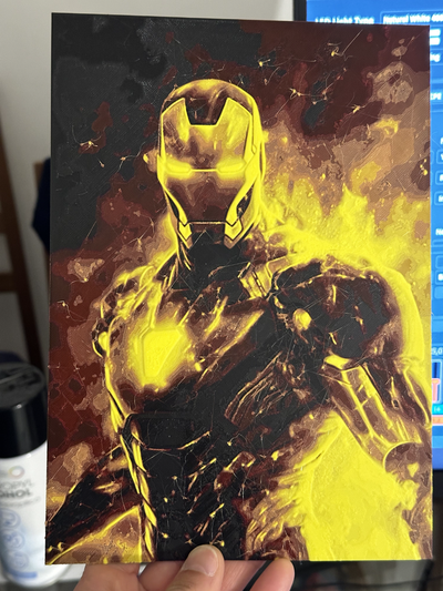 iron man hueforge by enricore generative 3d model & lithophane ironman marvel 2d art 3d print model - Mito3D