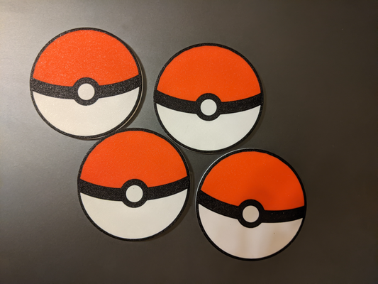 pokeball magnete sottobicchiere by madebyad arte 2d pokemon 3d print model - Mito3D