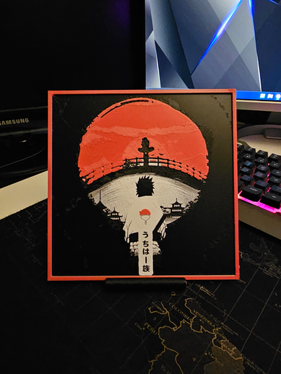 uchiha clan forge chapeaux by think3d génératif 3d modèle lithophane anime bandes dessinées tv film séries teinte 2d art 2dart naruto sasuke uchihaclan 3d print model - Mito3D