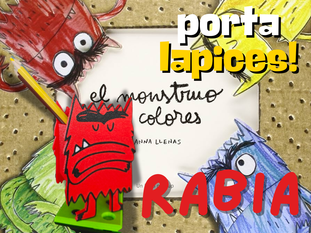 el monstruo de colores rabbia portalapices by julianfj domestico ufficio mostro colore ragazzi bambini penna titolare supporto rabbia montagna 3D print model - Mito3D