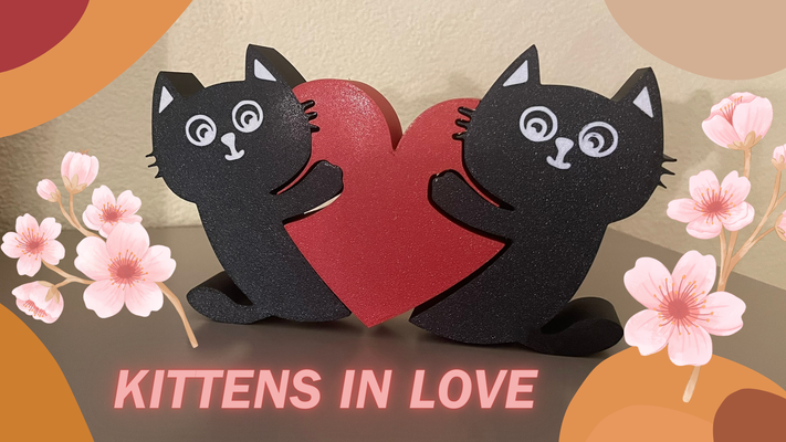 gattini in amore by 3d tech domestico arredamento gatto gattino statua statuetta san valentino giorno 3d print model - Mito3D