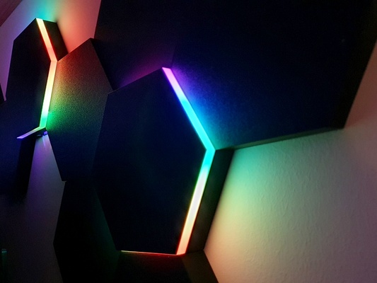 hexáteis hexágono conduziu parede azulejos by preguiçoso casa decoração hexagonal luz luminária tv nanoleaf ws2812b magnético gerenciamento cabos wled esp32 acessórios 3d print model - Mito3D