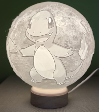 lithophan kugel of pokémon by litholuna generativ 3d modell hutschmiede charmander bulbasur squirtel geschenke dekoracion lampe litofanien 3d print model - Mito3D