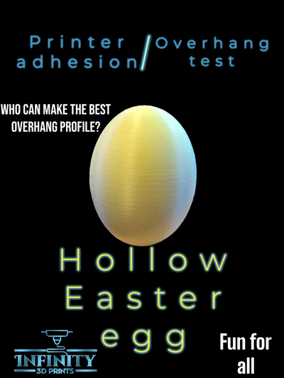 printer adhesion overhang test easter hollow egg by infinity 3d prints models kids fake easy print fun collect colors p1p a1 mini x1c p1s bunny 3d print model - Mito3D