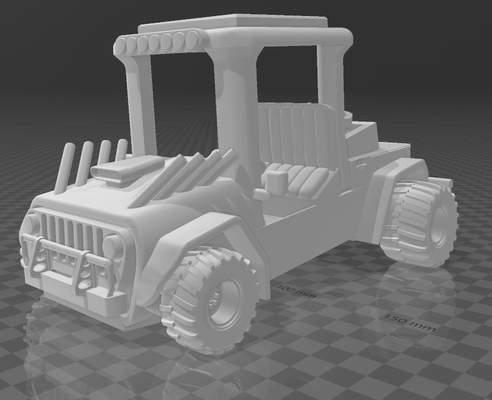 e3d buggy hotrod jeep remixed by bas7ard art sculptures 3d print model - Mito3D