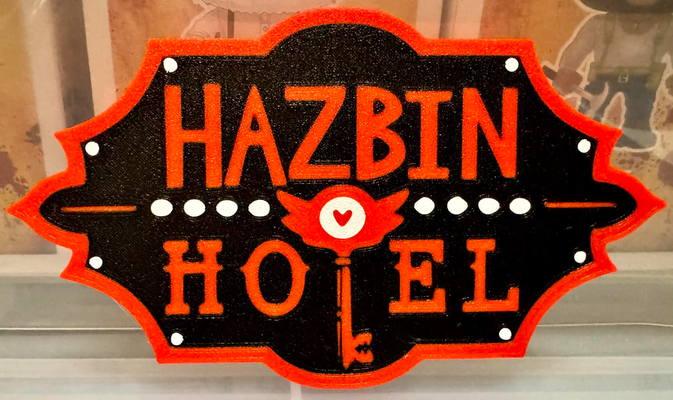 hazbin hotel logo ams impresión by faran3d arte señales logos hazbinhotel ángel lucifer 3d print model - Mito3D