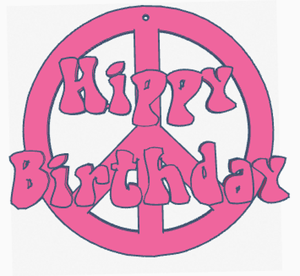 hippy birthday hanging sign by bas7ard household decor 3d print model - Mito3D