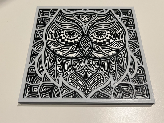 owl mandala by 3dmn household decor wallart wall art layered ams ready no 3d print model - Mito3D