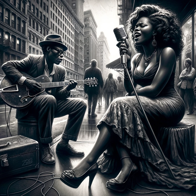 forge chapeaux esprit of blues ix by oncle facture génératif 3d modèle lithophane teinte forger musique chanteur rue guitare vocal ville 3dart art 2d 2dart décor noir blanc 3d print model - Mito3D