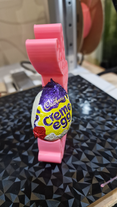 creme egg bunny holder easter by workssnd toys & games easteregg easy chocolate simple starter beginner fun family animal display art colour cute friendly machine aid gift pet personalised 3d print model - Mito3D