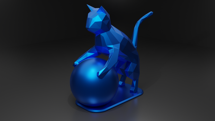 gato toque bola by grafi luk arte esculturas pobre escultura decoração deco animal animais enfeite 3d print model - Mito3D