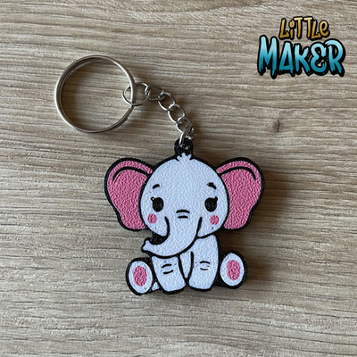 elephant keychain by maker art 2d animal cute 3d print model - Mito3D