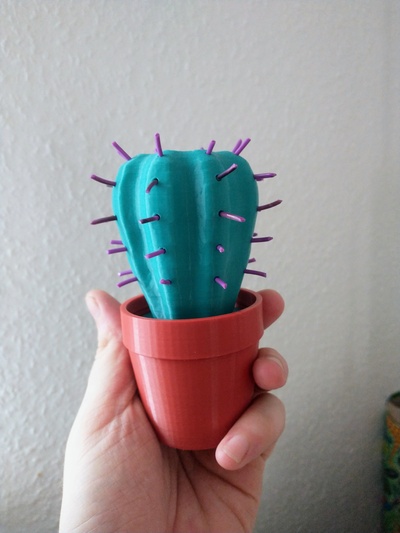 cactus pot by temps fort art modèles récipient monnaie pièces 3d print model - Mito3D