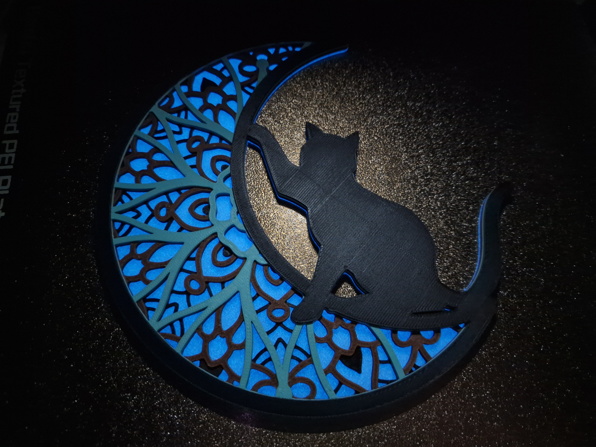 hilal kedi mandala 2 by 3domsculpts sanat 2d yavrusu yavru ay şirin pencere 3D print model - Mito3D