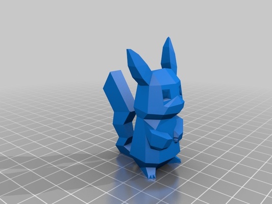 picachu remix poly by allram art sculptures thingiverse 3d print model - Mito3D