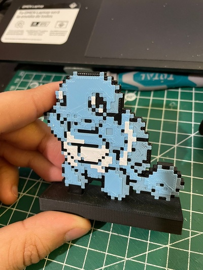 bleu tortue 8bit rétro gicler by palomin3d art panneaux logos pokémon poussée 8bits 3d print model - Mito3D