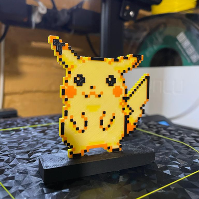 elektrik fare 8bit retro pikaçu by palomin3d sanat işaretler logolar dürtmek sıçan pika chu pkmn 3d print model - Mito3D