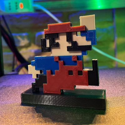 sprungjunge 8bit retro mario by palomin3d kunst zeichen logos junge pixel springen sammelbar bross 3d print model - Mito3D