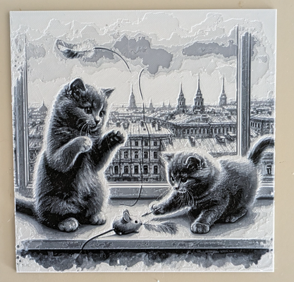 russian blue cats playing in window by jacox85 generative 3d model hueforge & lithophane hue forge 3d print model - Mito3D