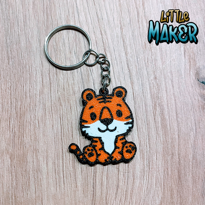 cute tiger keychain by maker art 2d animal 3d print model - Mito3D