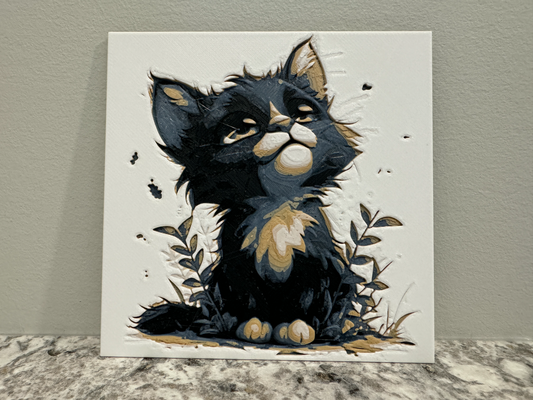 kitten up by canadian gamer generative 3d model hueforge & lithophane cat cute 100x100 coaster 3d print model - Mito3D