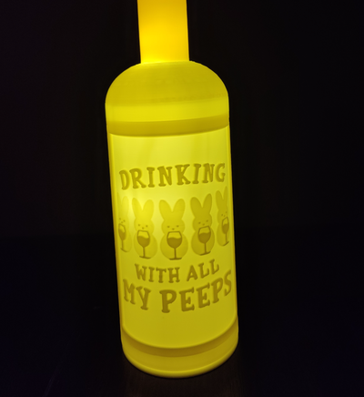 peeps vin bouteille by oncle joeys créations ménage décor pâques buvant cadeau lithophane guimauve piaulement 3d print model - Mito3D