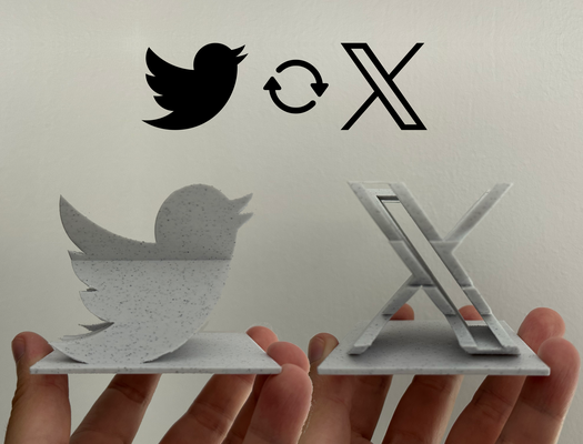 twitter x multi ângulo estátua by bas furgão der equipe arte sinais logotipos pássaro almíscar elon elonmusk 3d print model - Mito3D