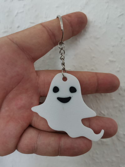 ghost keychain by bt3d printing art coin & badges halloween spooky jack-o'-lantern jackolantern 3d print model - Mito3D
