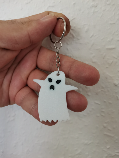 ghost keychain by bt3d printing art coin & badges halloween spooky jack jack-o'-lantern jackolantern 3d print model - Mito3D