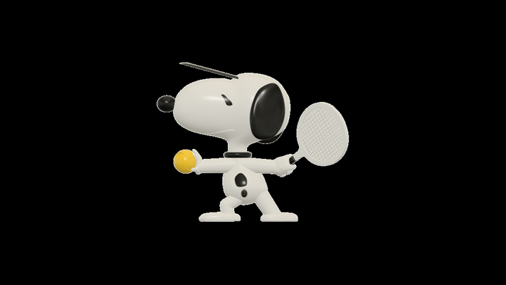 snoopy playing tennis by jangyy art sculptures 3d print model - Mito3D