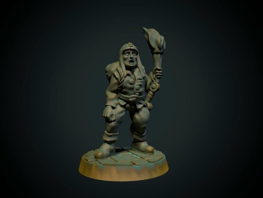 mercenario antorcha 28mm indefenso fdm amistoso by brite minis juguetes juegos caracteres dnd martillo guerra thingiverse mordheim guardabosques sombra aventurero secuaz portero 3d print model - Mito3D