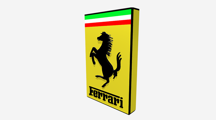 logo ferrari 3d remezclado by creador logotipos arte señales logos coche vehiculo carrera 3d print model - Mito3D